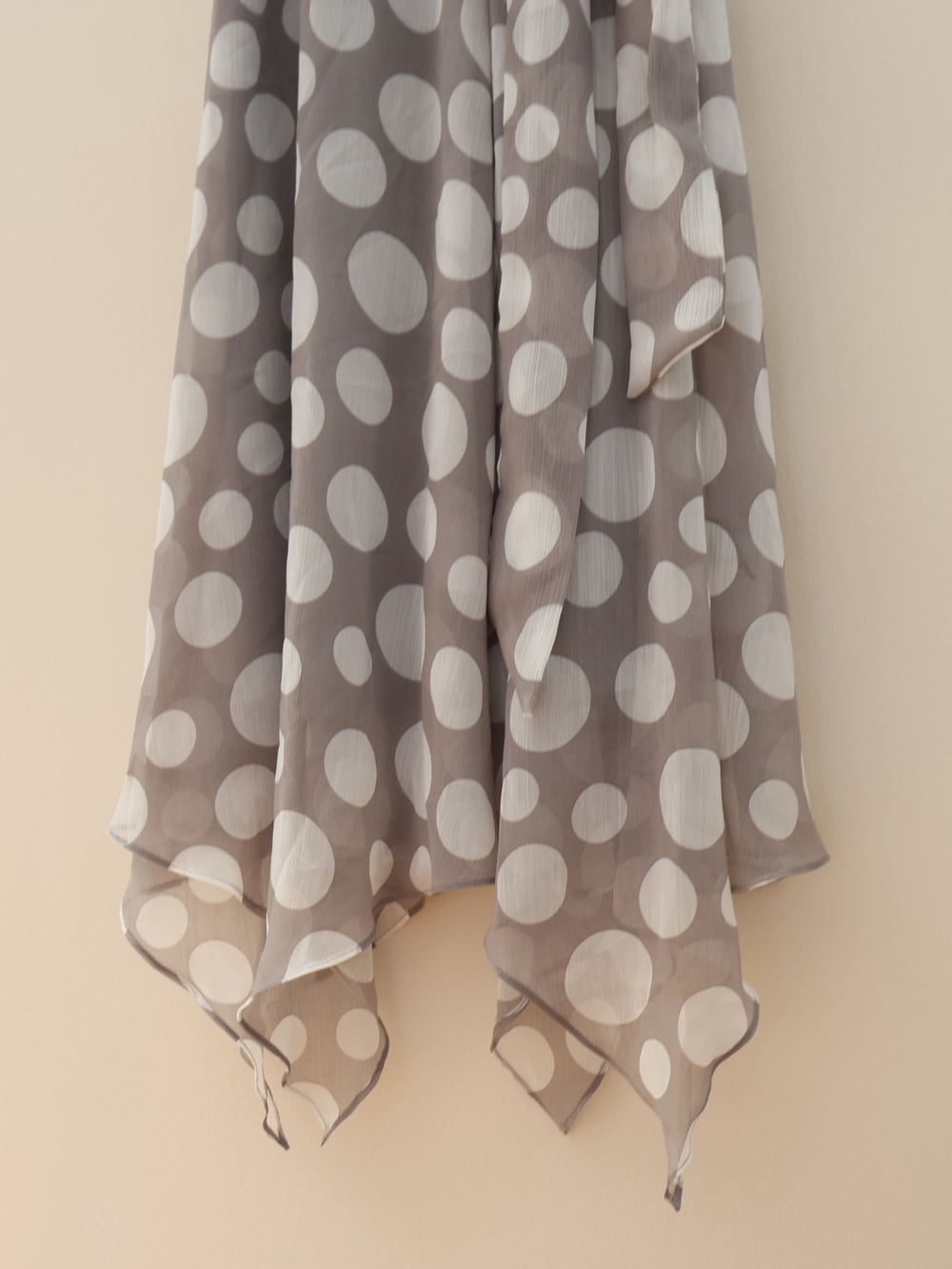 MSK Flowy Sheer Gauzy Asymmetrical Polka Dot Wrap Tie Midi Dress Sz M Retro Twee - Picture 4 of 10